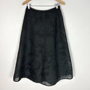 Rickie Freeman Teri Jon Black Floral Mesh Overlay Maxi Skirt Size 10 Women's